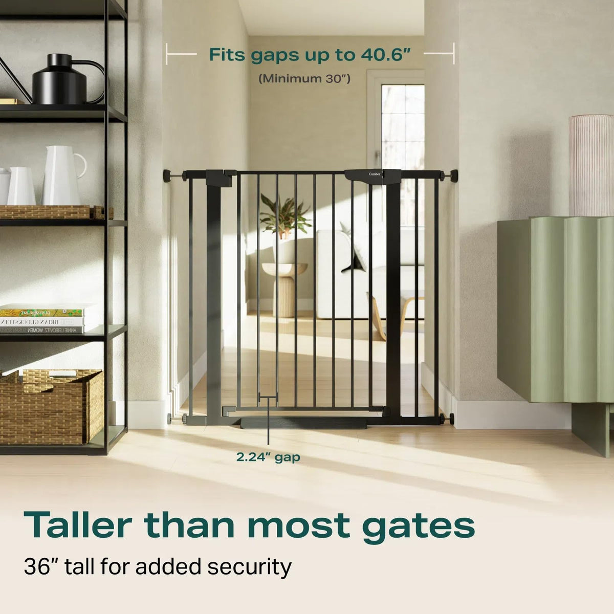 36 in Extra Tall Baby Gate for Doorways (Black / 30-40.6"W x 36"H)