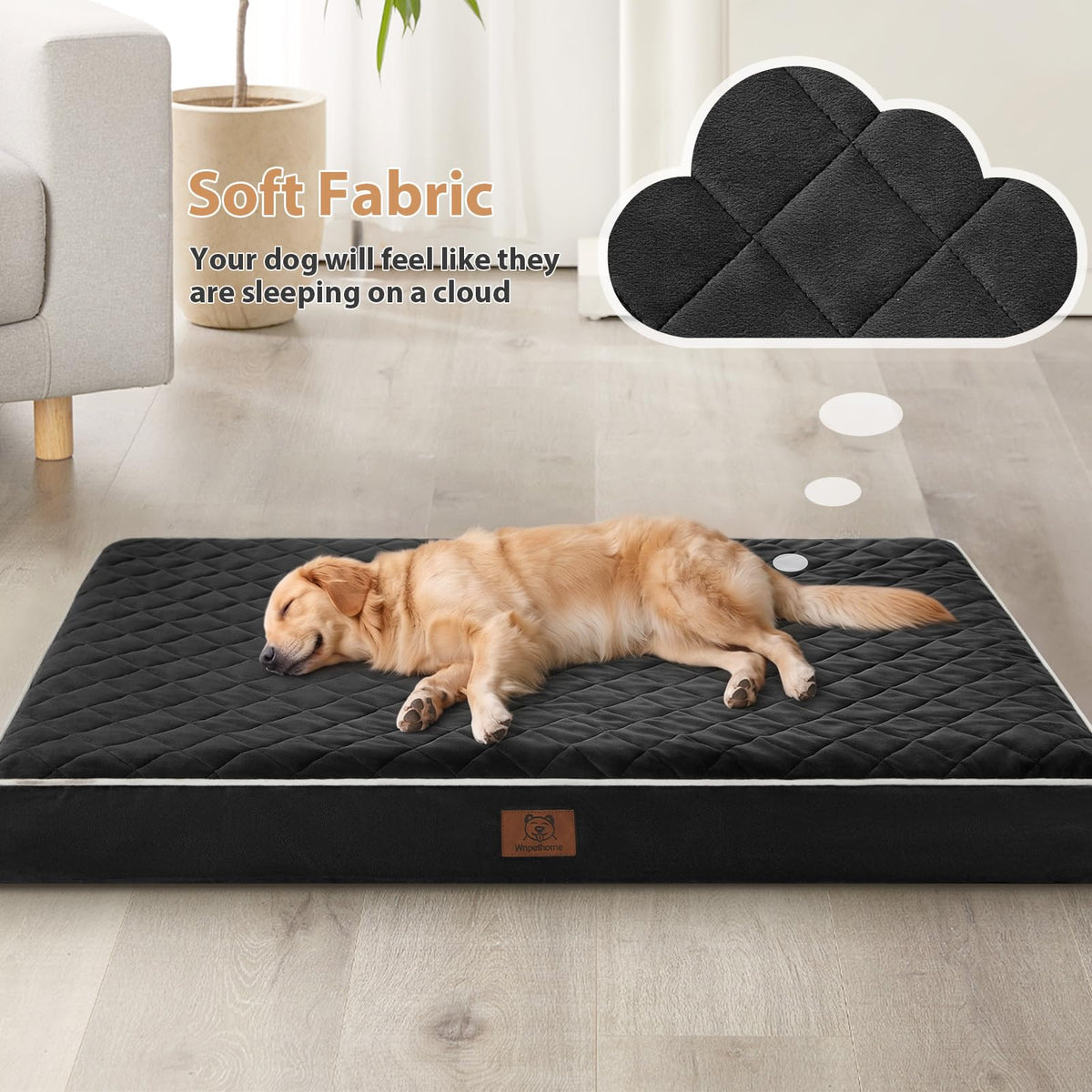Orthopedic Waterproof Extra Large Senior Dogs Bed for Comfy Sleep (black / 42"L x 30"W x 4"Th)