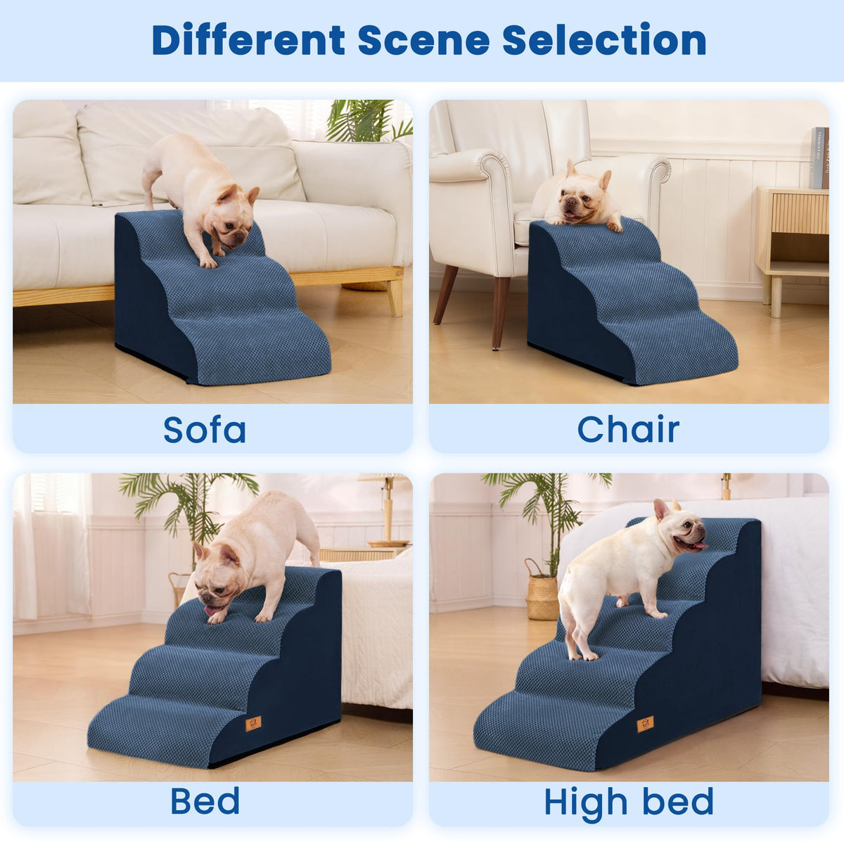Dog Steps for Bed 17.7" H (Blue)