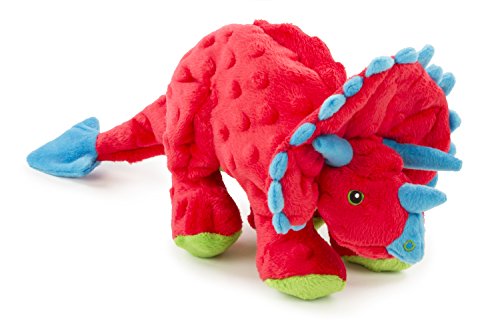 Dinos Frills Squeaky Plush Dog Toy with Chew Guard Technology (Dinos Frills (Red) / Large)
