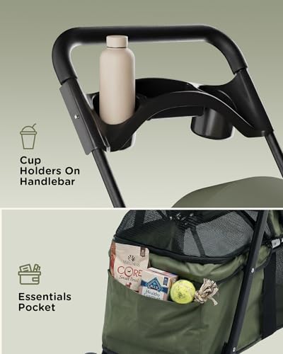 Foldable Pet Stroller for Small Dogs and Cats (Forest Green)