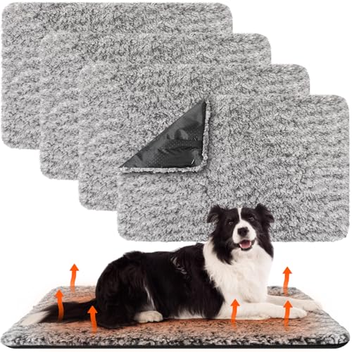 4 Pack Self Warming Cat Mat for Pets (45 x 28 Inch / Gray)