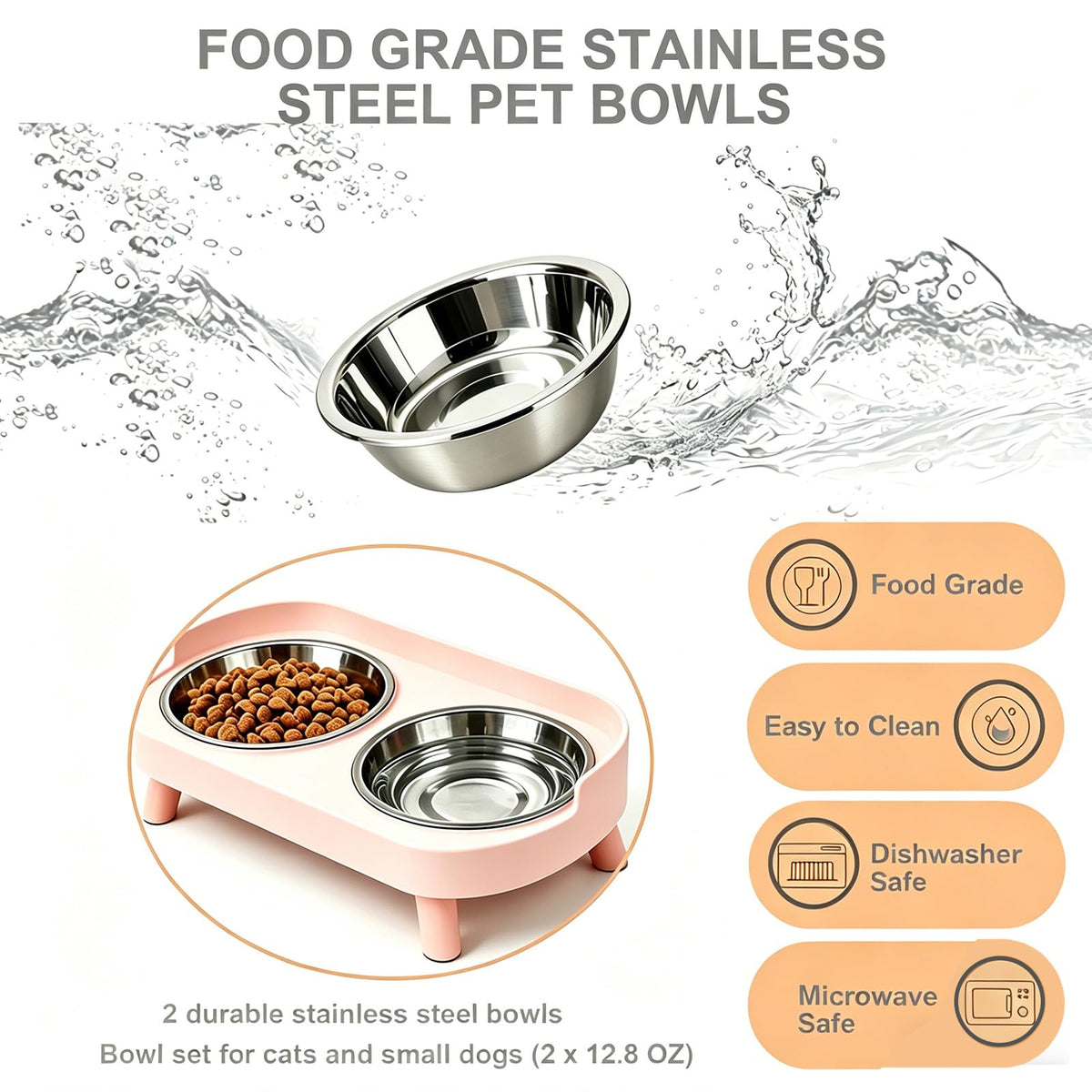 Elevated Dog Bowl (Pink / Small)