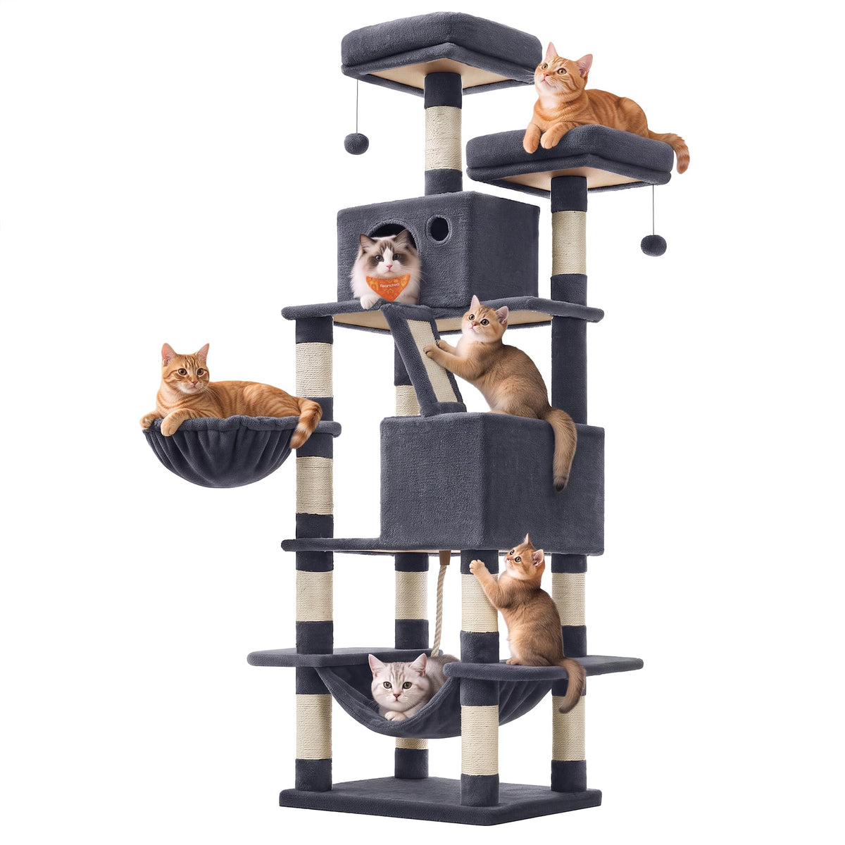 Cat Tree 66.1 (Smoky Gray / L (21.7"L x 17.7"W x 66.1"H))