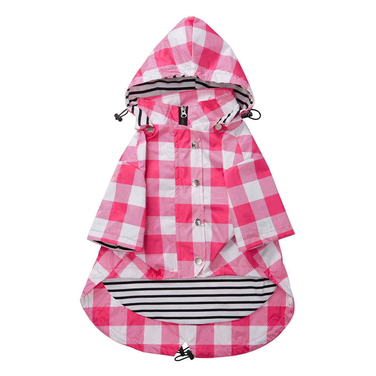 Dog rain Coat Waterproof Raincoat Puppy Jacket with Legs Buttons Zipper Hood Drawstring Fit for Yorkie Terrier Schnauzer Poodle Border Collie Labrador Golden Retriever 8lbs to 80lbs Pink M (Medium / Pink Plaid)