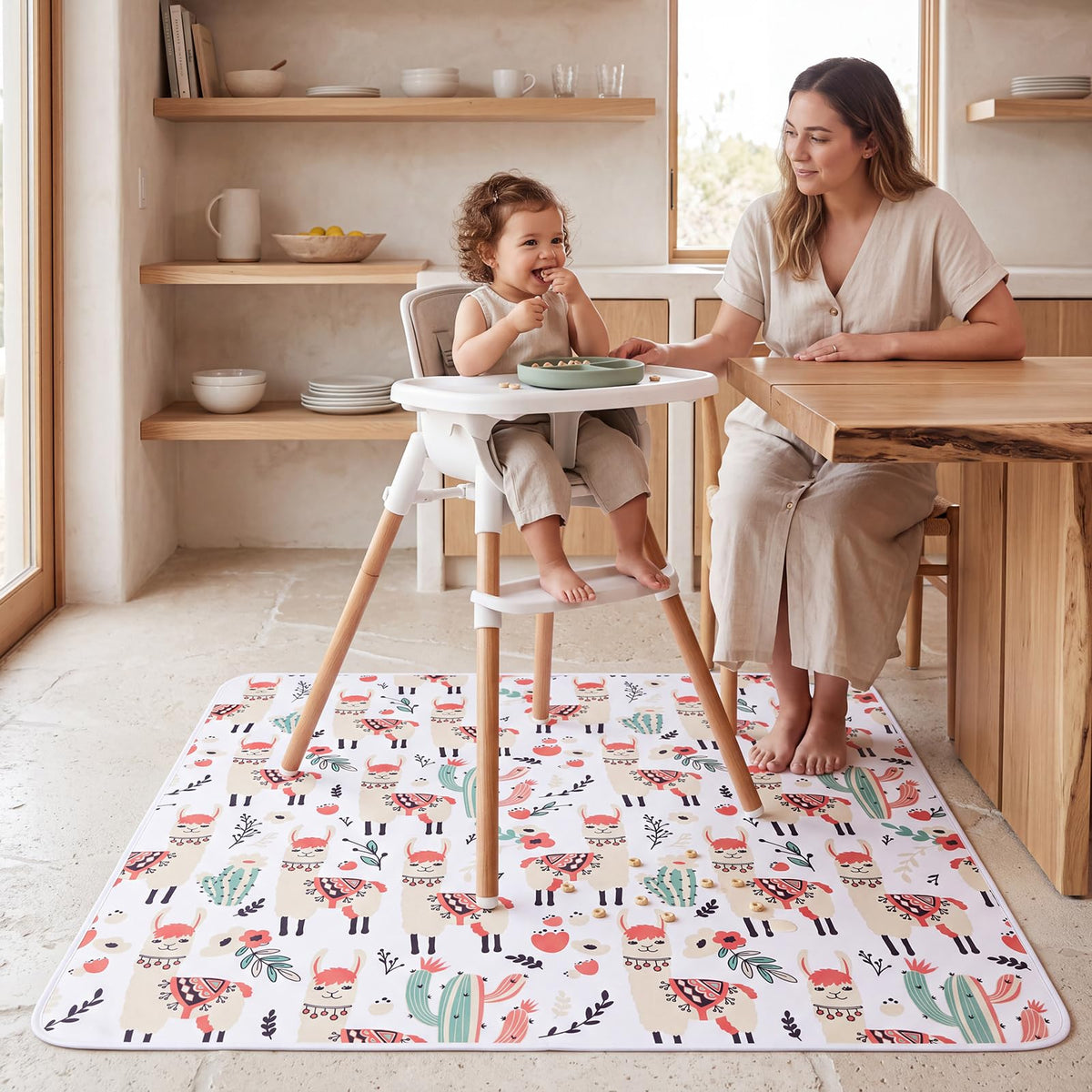 Splat Mat for Under High Chair (Llama)