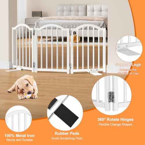 Short Dog Gate Indoor (White / 3 Panel-16''H, Up to 37''W)