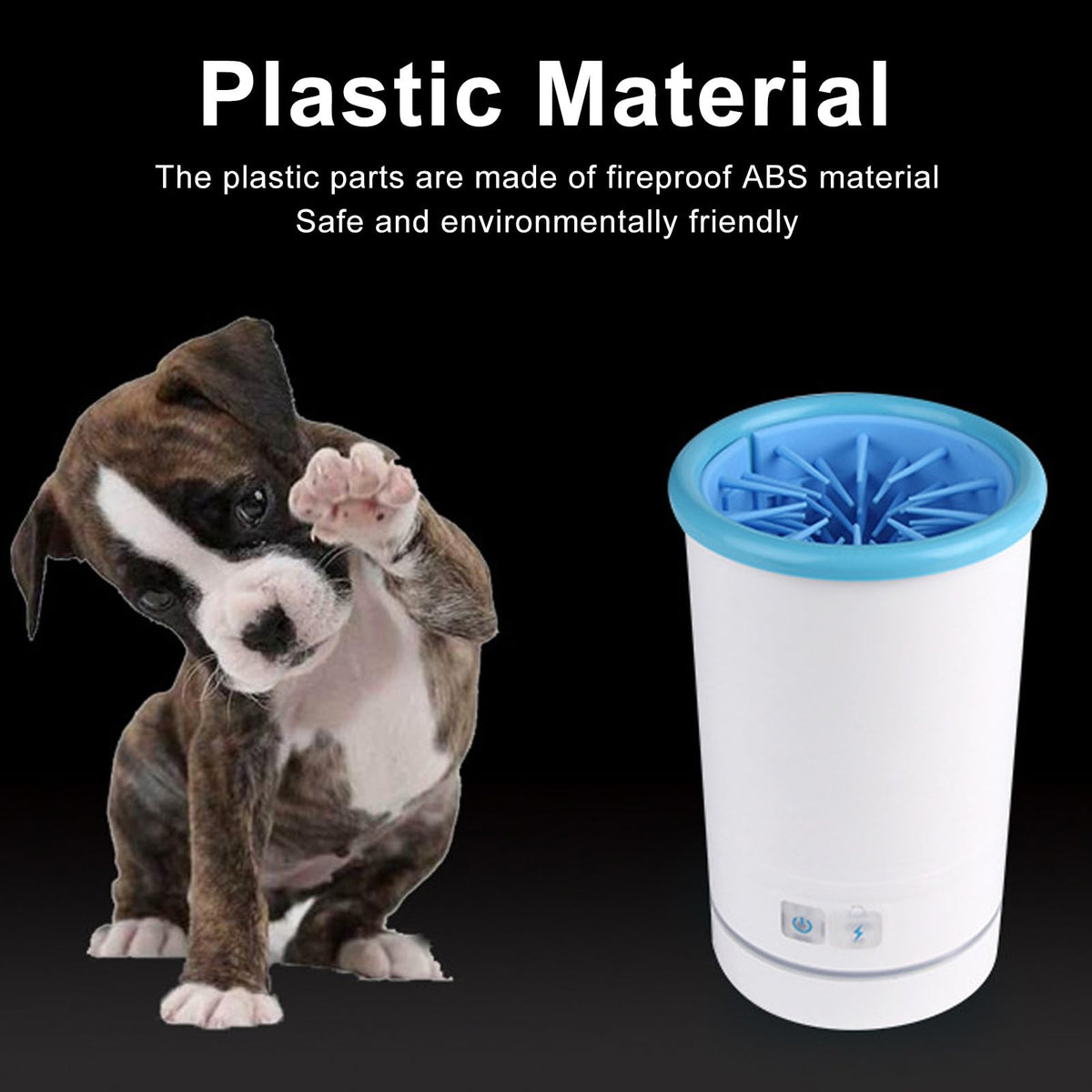 Electric Dog Washer USB Charging Auto Pet Foot Cleaner (L / White Blue)