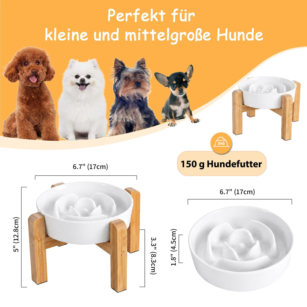 Elevated Slow Feeder Dog Bowl (White / 1.5 Cups)