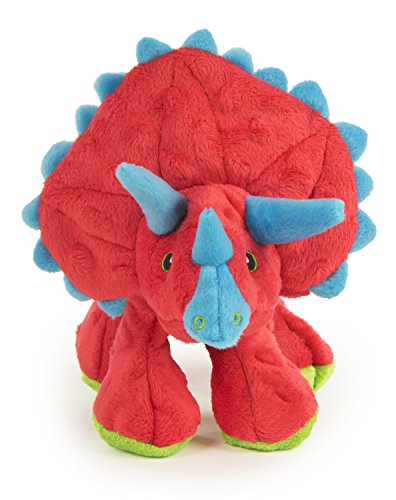 Dinos Frills Squeaky Plush Dog Toy with Chew Guard Technology (Dinos Frills (Red) / Large)