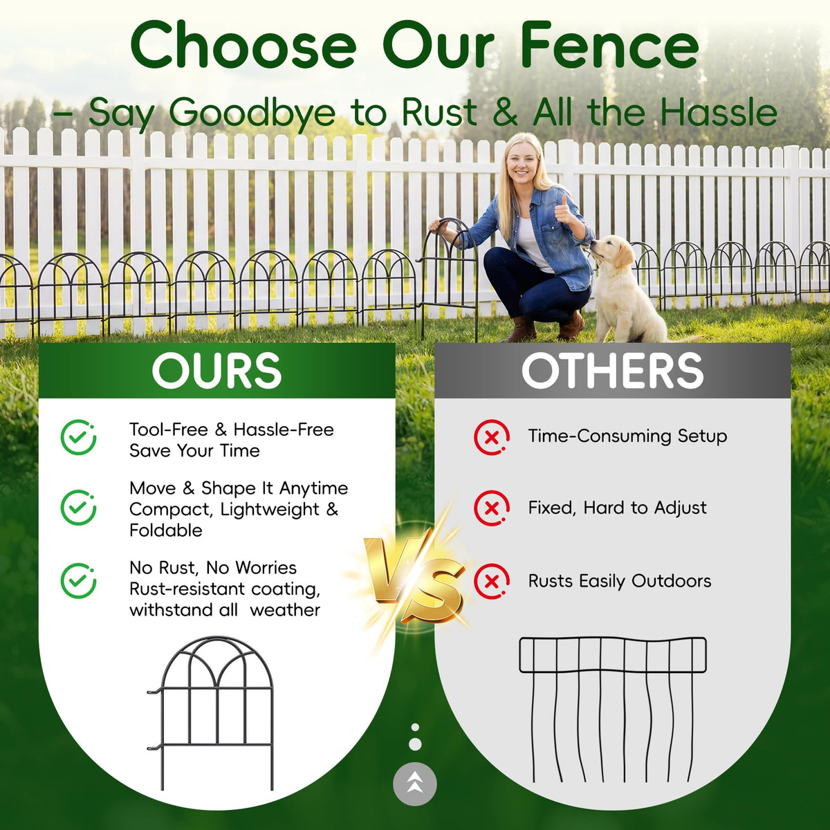 Garden Fence Panels (Black / 28 Panels - 17 in(H) X 30.33 ft(L))