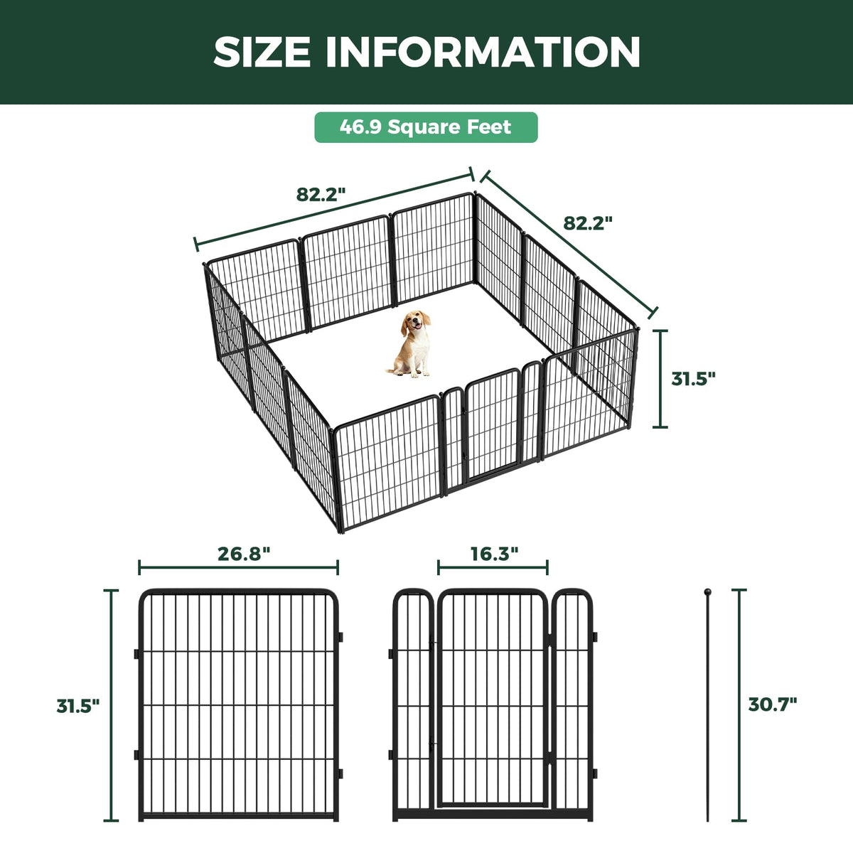 Homeplus Indoor Dog Playpen (Black / 32"H)
