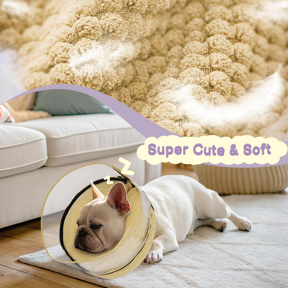 Inflatable Dog Cone with Clear Shield for Added Coverage (Khaki / S (Neck: 5"-8"))