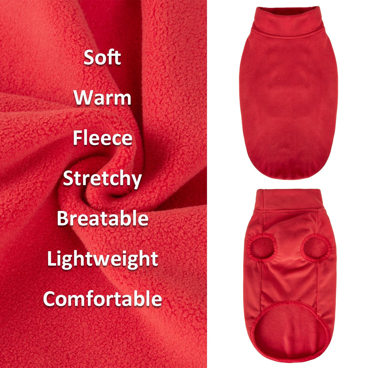 3 Pack Fleece Dog Sweaters for Small Dogs (Red+Green+Blue / X-Large)