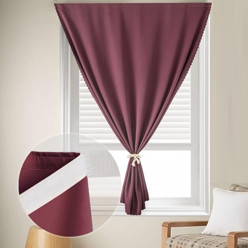 Self Adhesive Curtains (35"W x 59"L (Pack of 2) / Burgundy)