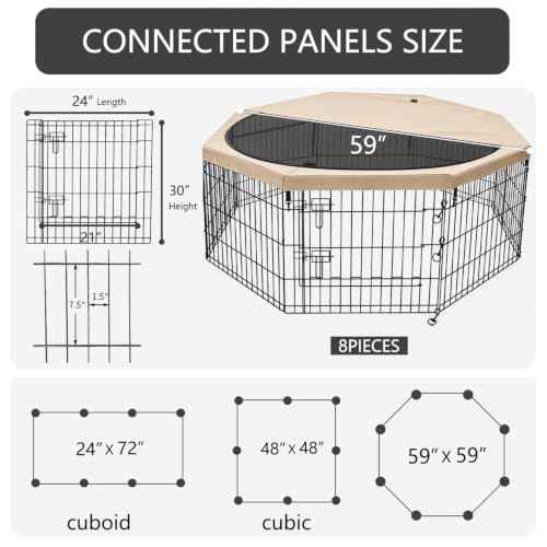 Foldable Metal Dog Exercise Pen (Tan / 30''H)