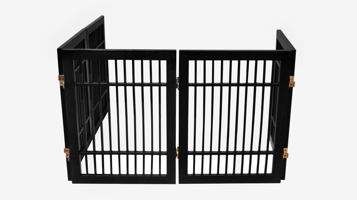 Pet Dog Gate Freestanding (5 Panel 24" Tall / Black Pet Gate)