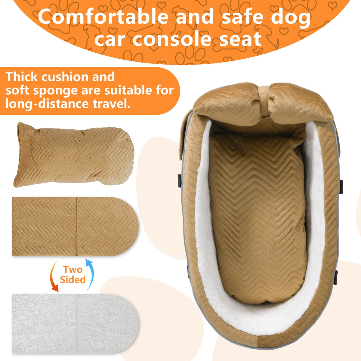 Dog Car Seat for Small Dogs Adjustable Portable Center Console Dog Car Seat Removable Cat Booster Cars Seats