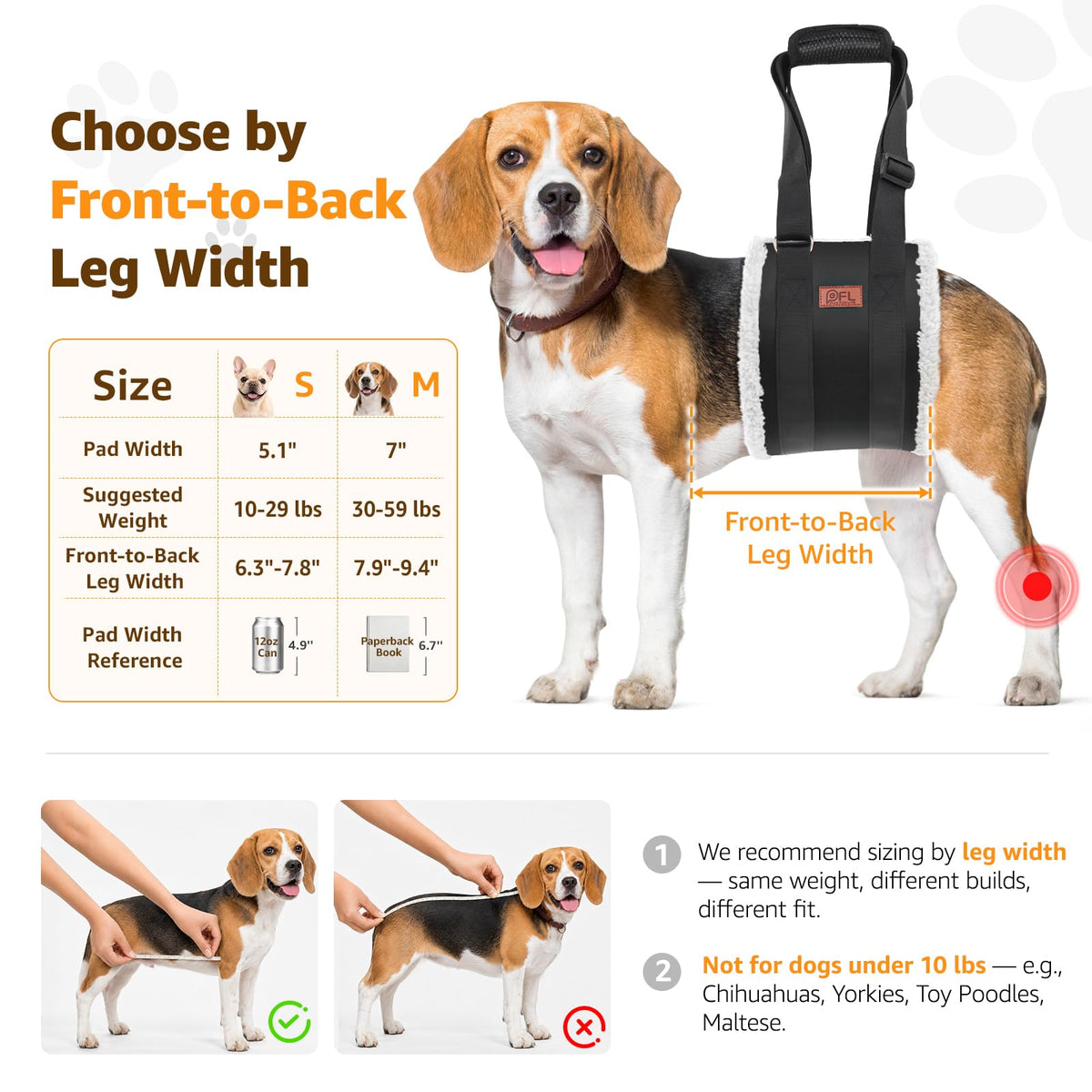 Adjustable Dog Sling for Medium Dogs Soft Post (Black / Medium)