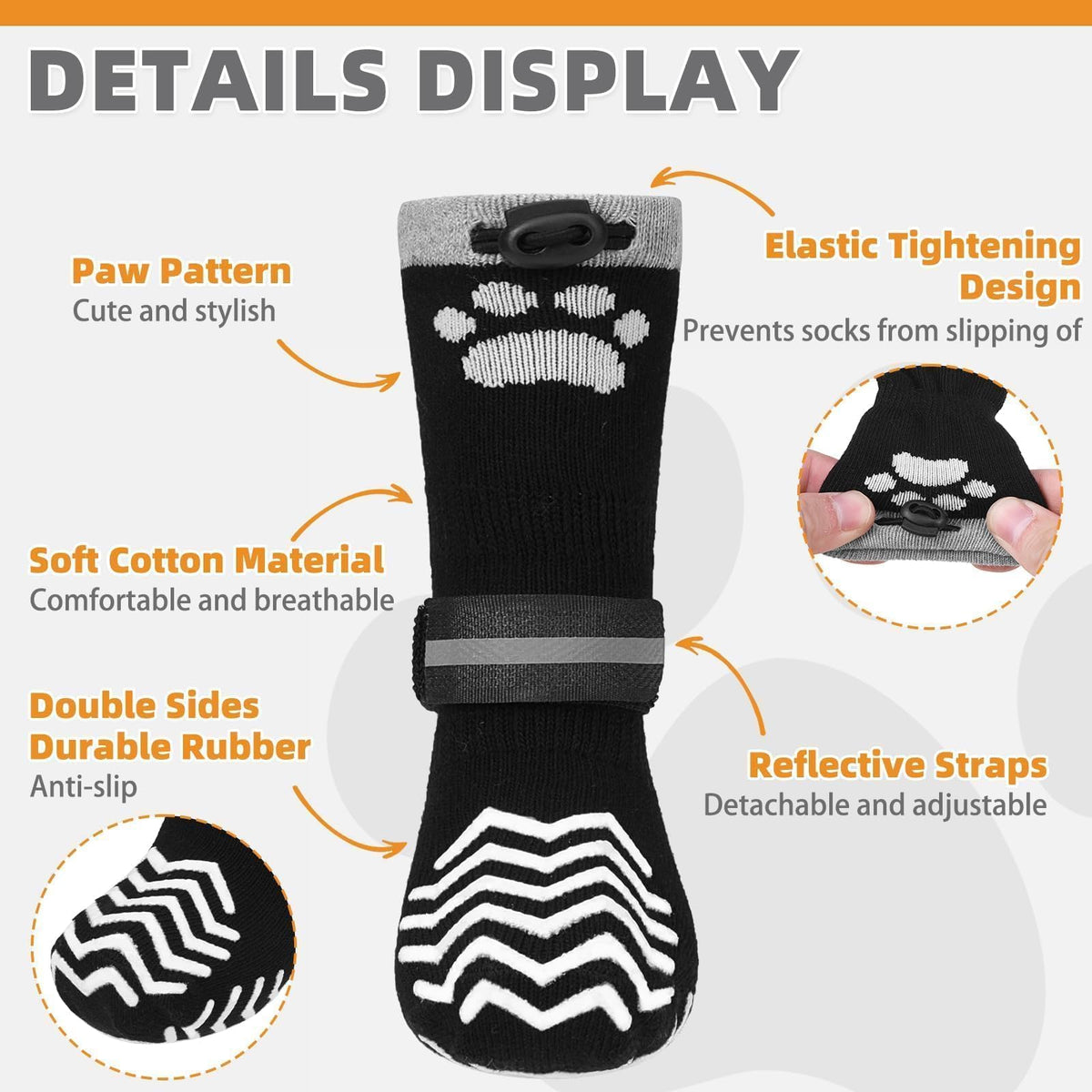 Non Slip Dog Socks for Hot Pavement to Prevent Licking Paws (Black / X‑Small (4 Pack))