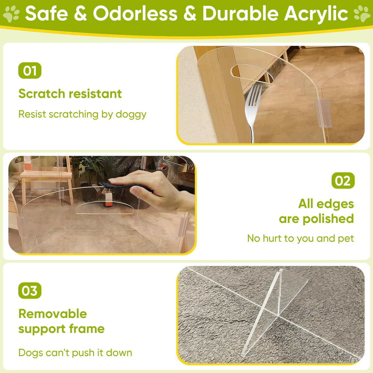Clear Acrylic Dog Gate (3-Panel)