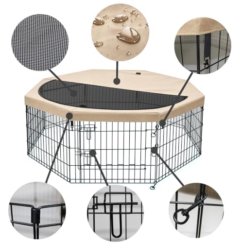 Foldable Metal Dog Exercise Pen (Tan / 24''H)