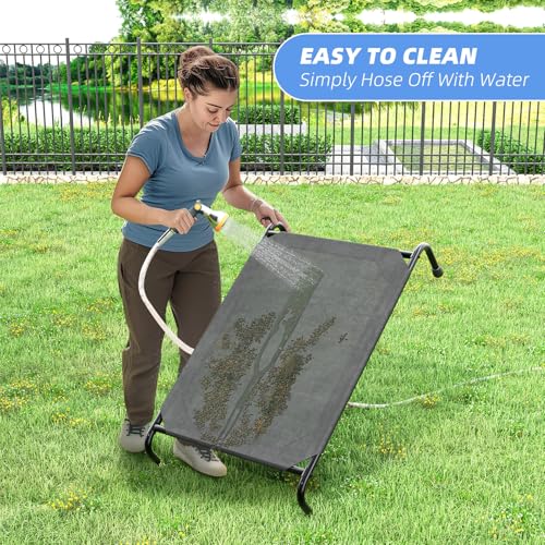 Raised Dog Bed for Small Dogs (36.5"L x 22.5"W x 8.25"Th / Black)
