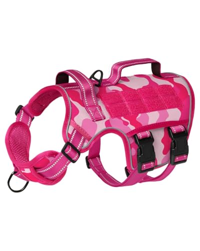 Dog Harness Medium Sized Dog (Pink Camo / M(Neck:17-23",Chest:22-32"),35-50 lbs)