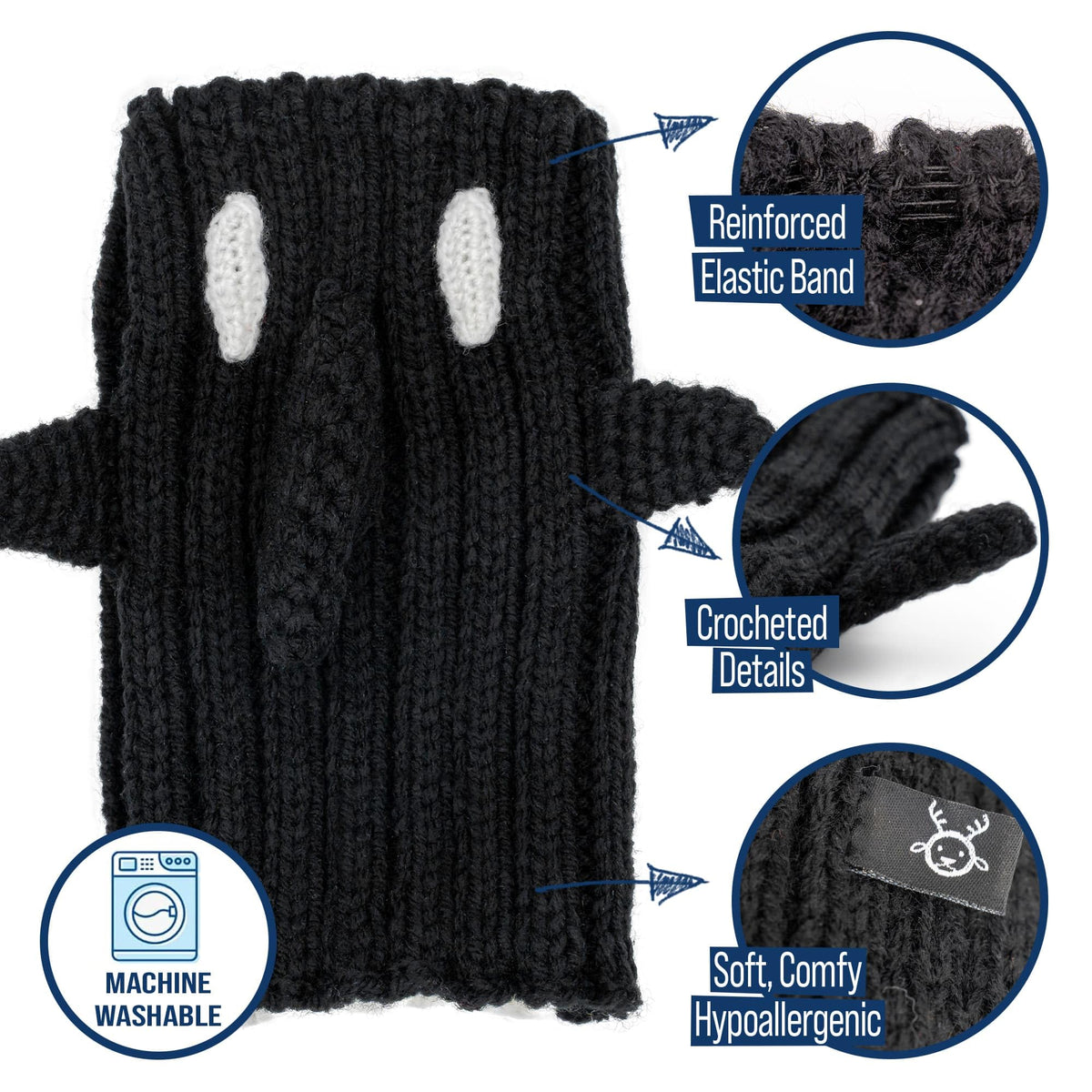 Orca Costume Warm Knit Dog Snood Wrap for Pets (Medium / Orca)