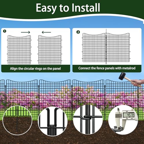 14 Panels Dog Fence Outdoor for Yard (Black / 14 Panels-36in(H)x35.36ft(L)-Concave)