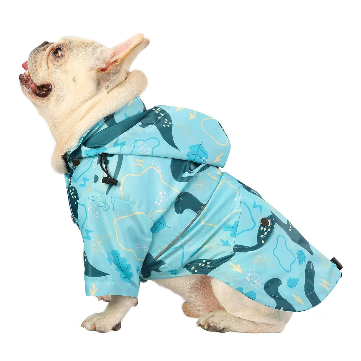 Premium 2 Layer Zip Dog Raincoat Poncho w (Medium / Dinosaurs)