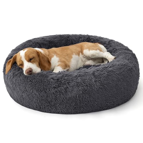 SupportMax® Calming Dog Bed Medium Size Dog Washable Pet Bed (Dark Grey / M(30x30x7))