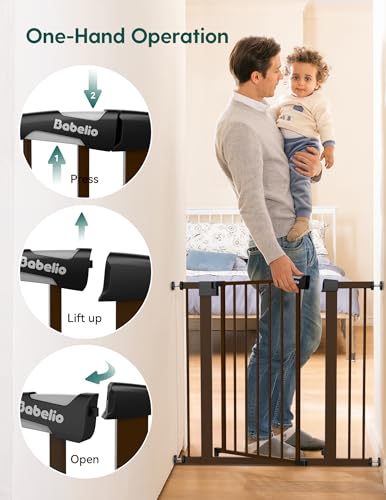29 55" Extra Wide Baby Gate with Door (Brown / 30" Tall, 29-55" Wide)