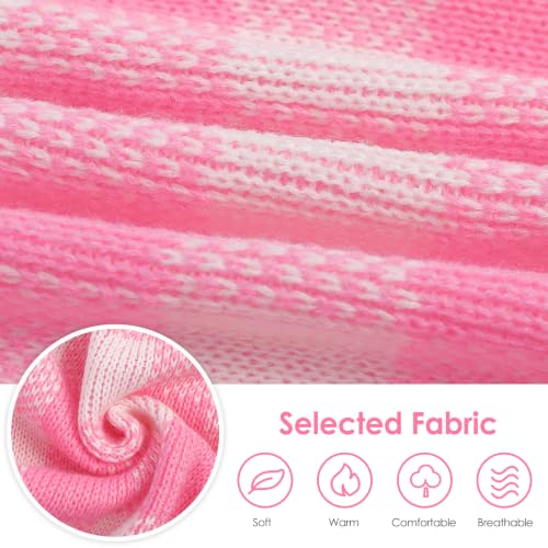 Dog Sweater Dress Plaid Knitwear for Large Dogs Girl Christmas Clothes (Pink / X-Large)