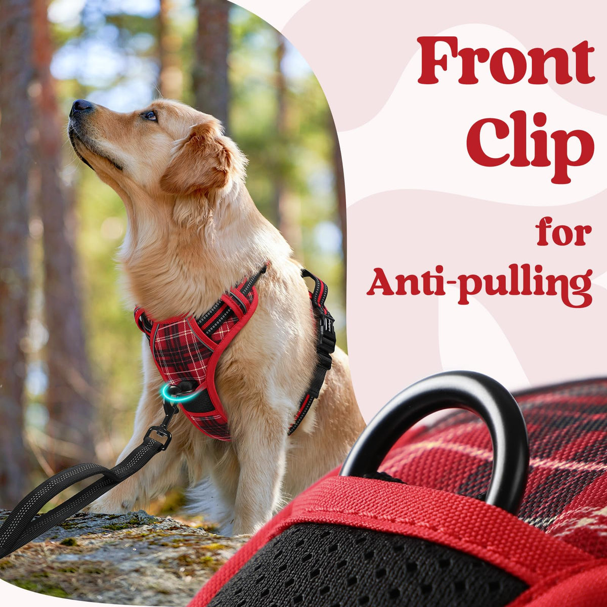 Dog Harness for Large (Red Plaid / X-large)