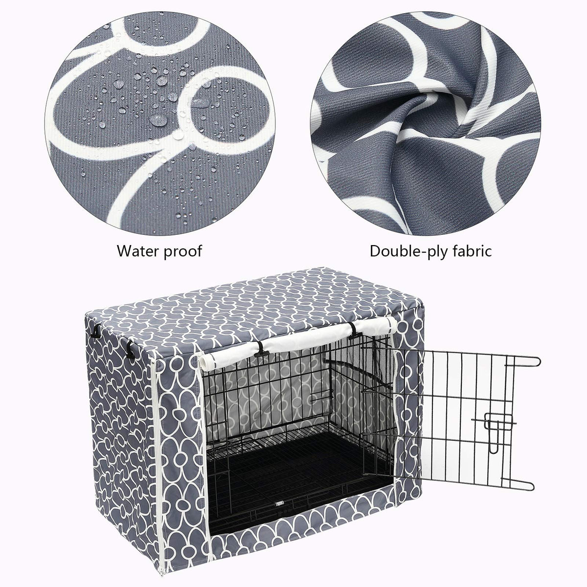 Dog Crate Cover Durable Polyester Pet Kennel Cover Universal Fit for Wire Dog Crate (42.0"L x 27.0"W x 30.0"H / Gray)