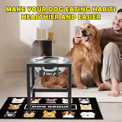 1.32 Gallon Elevated Dog Water Bowl for Large Dogs (Black-1.6 GAL / Height: 13-18")