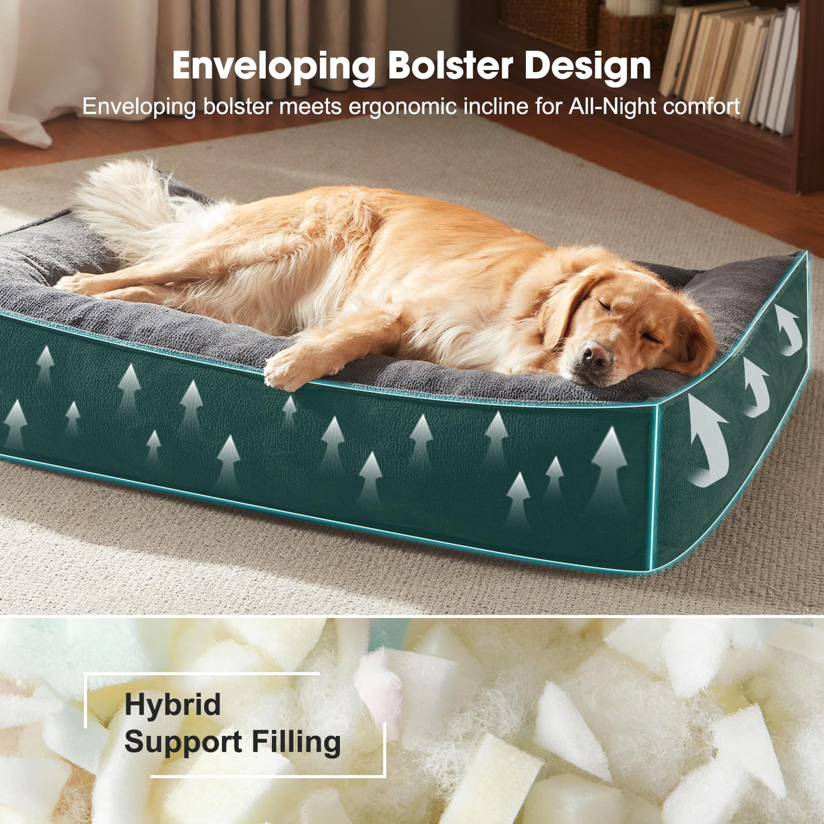 XL Orthopedic Dog Bed Large Sized Dog (Grey / 42"L x 30"W x 9.5"Th)