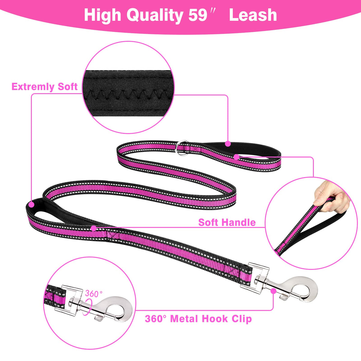 Pet Harness Collar and Leash Set (Small / Rosy)