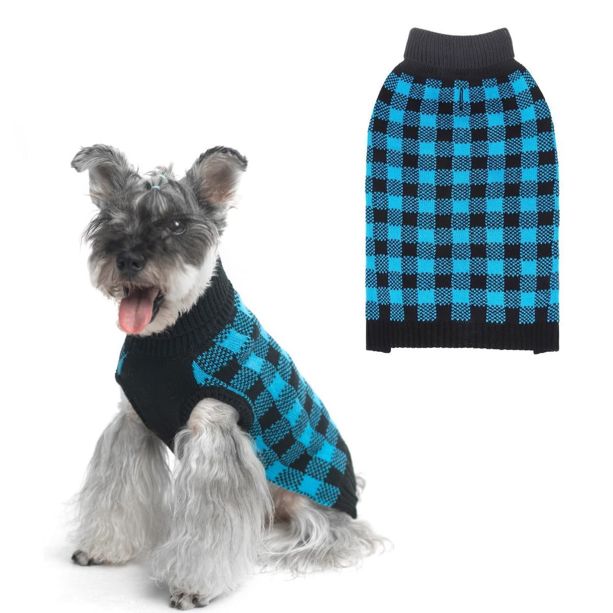 Dog Sweaters for Large Medium Small Dogs (S - Chest 16", Back 12" / Blue&Black)