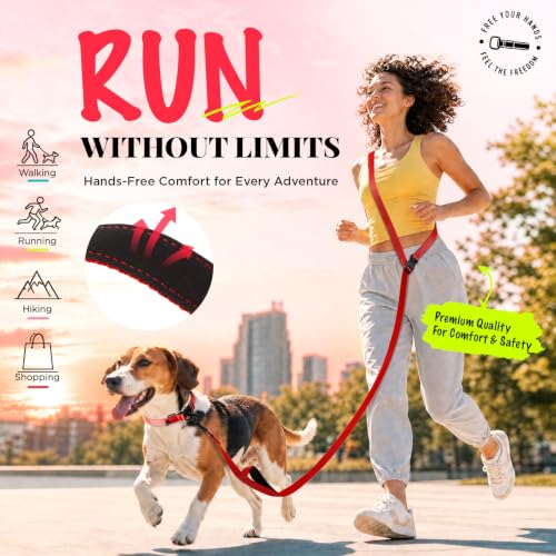 Hands Free Dog Leash (5.9-8.2 FT Red)