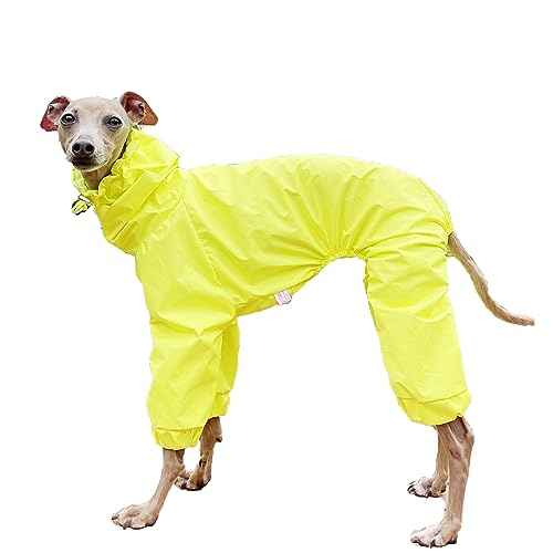 D Doggy Star Italian Greyhound Raincoat Waterproof Jacket Windbreaker Clothes Whippet for Dog (M / Raincoat Yellow)
