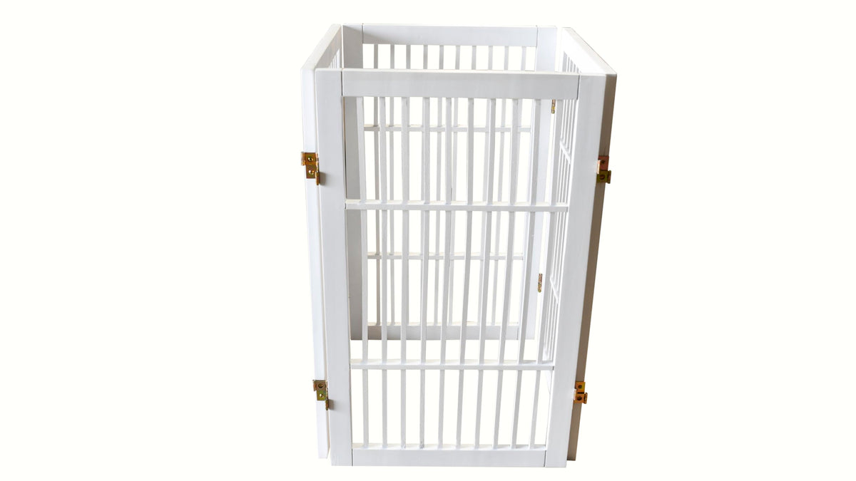 Pet Dog Gate Freestanding (4 Panel 30" Tall / White Pet Gate)