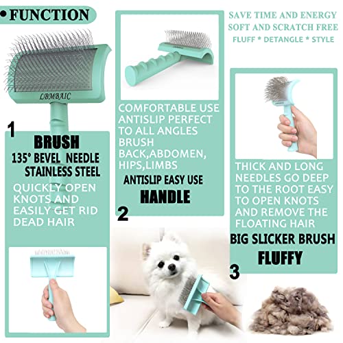 Dog Slicker Bursh for Cavapoo Toy Poodles Fluff Shedding Loose Fur (green)