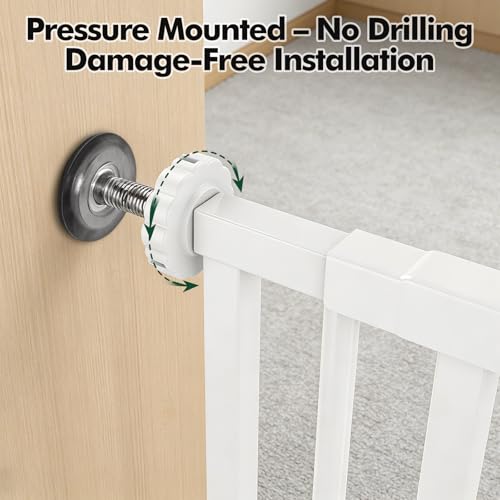 Pet Gate with Cat Door (Matte White / 29.5-42.5"Wide,30"Tall)