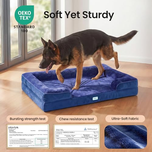Orthopedic Extra Large Dog Bed Couch (44" x 29" x 7" / 05-Blue)
