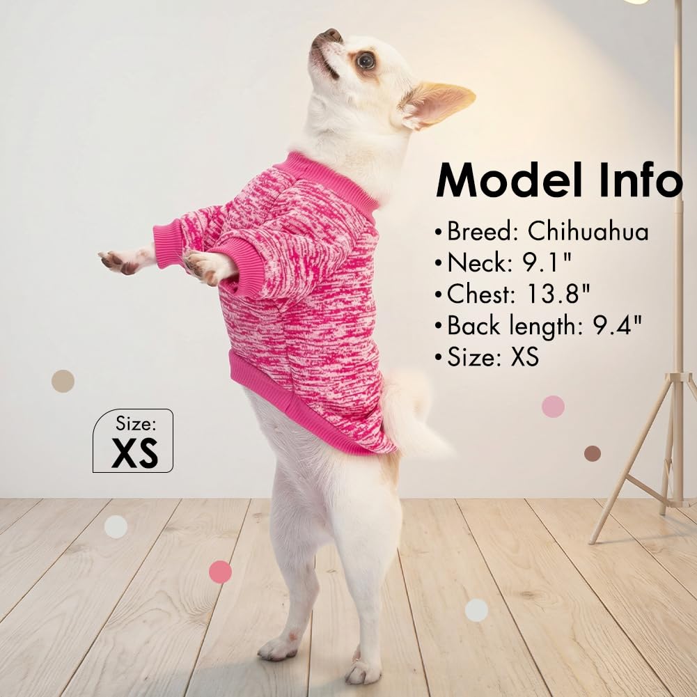 1 Pack Dog Sweaters for Small Dogs Girl Boy Winter Fleece Clothes Warm Soft Dog Sweatshirt Outfit for Dogs Cats Pet Apparel (Rose / XS (Back: 9.8", Chest: 13.7", 3.5-5.5 lbs))