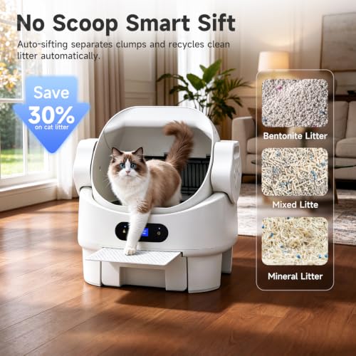 Self Cleaning Automatic Auto Large Multiple Cat Litter Box (White - Self-Cleaning / Large)