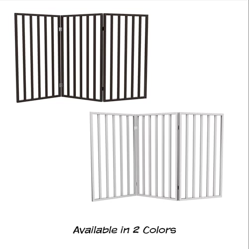 Pet Gate 3 Panel Freestanding Dog Gate Indoor (Brown / 3 Panel)