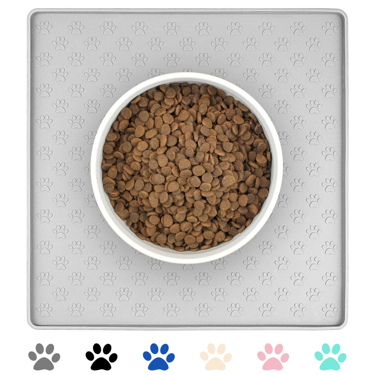 Dog Food Mat Anti (11.8"L x 11.8"W / Light Gray)
